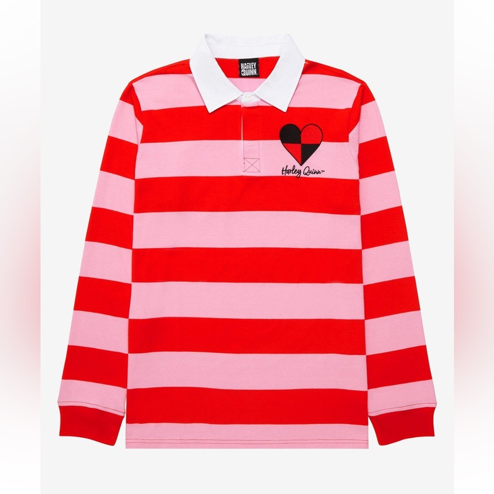 New! DC Comics Batman HARLEY QUINN Embroidered Rugby Shirt (Small)